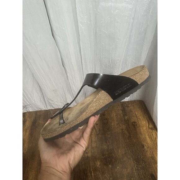 Birkenstock Womens Size 10 EU 41 Gizeh Black Patent Leather Thong Sandals - Picture 9 of 13